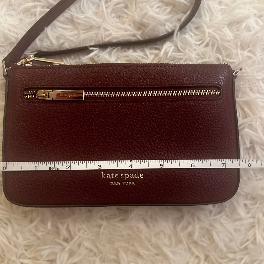 Kate Spade Leila Pebbled Leather Convertible Wristlet Cherrywood NWOT Classic - Picture 9 of 13